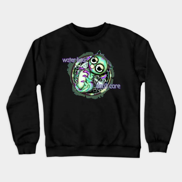 Waterbear don't care grurple Crewneck Sweatshirt by Pebbles Joy Designs